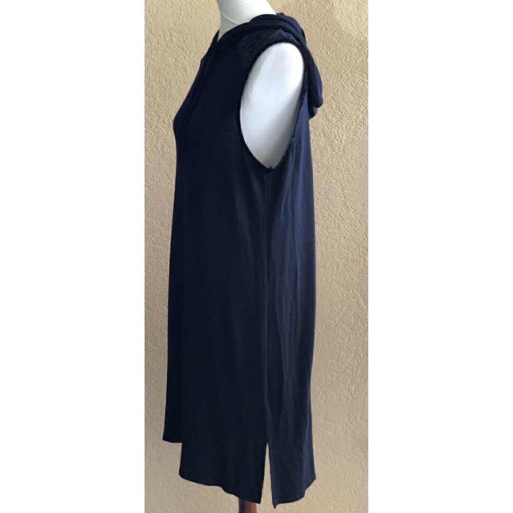 New Bobeau Black Active Cover Up Womens Size XS Velour Trim Hooded Dress - Picture 3 of 11